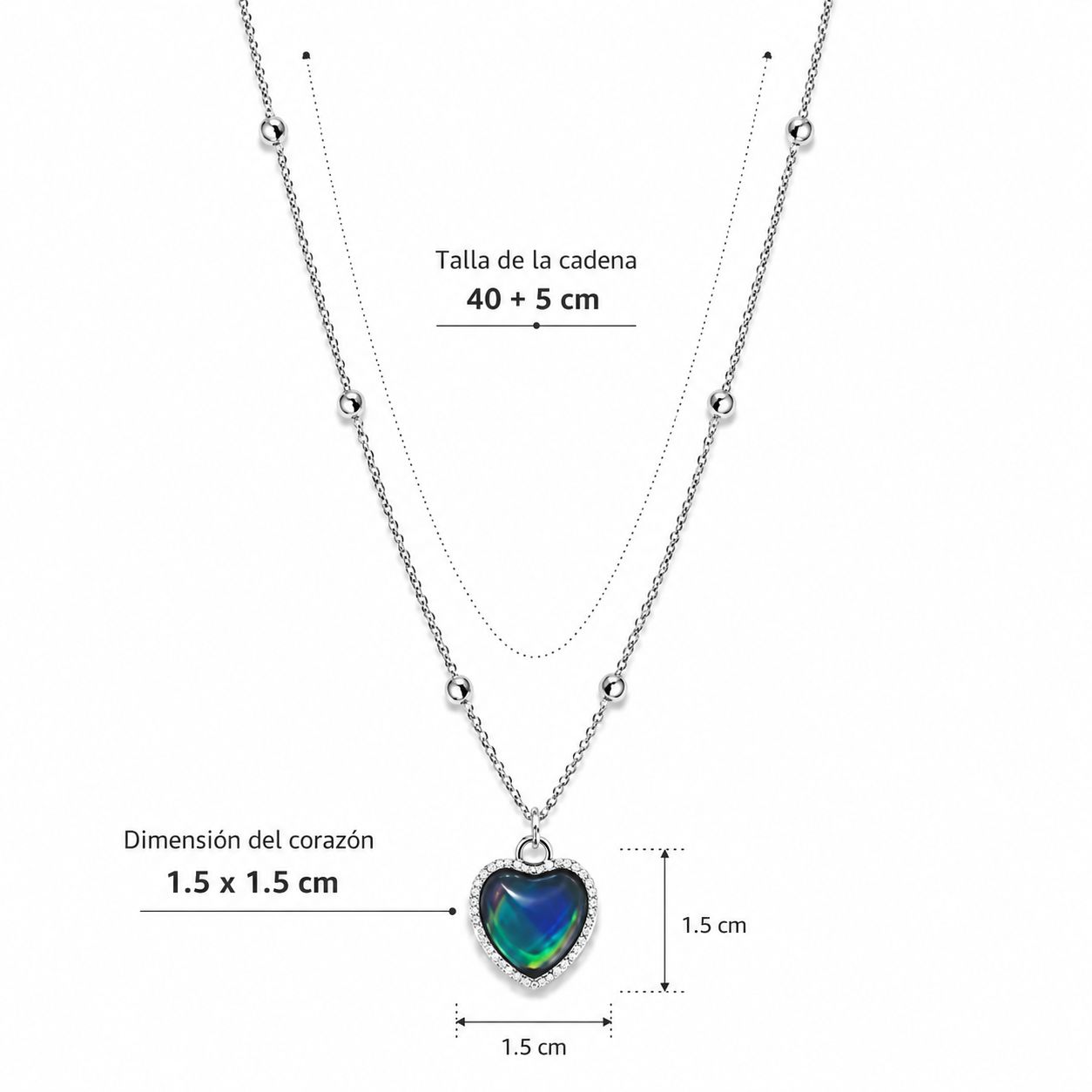 Collar de corazón cambiante de color